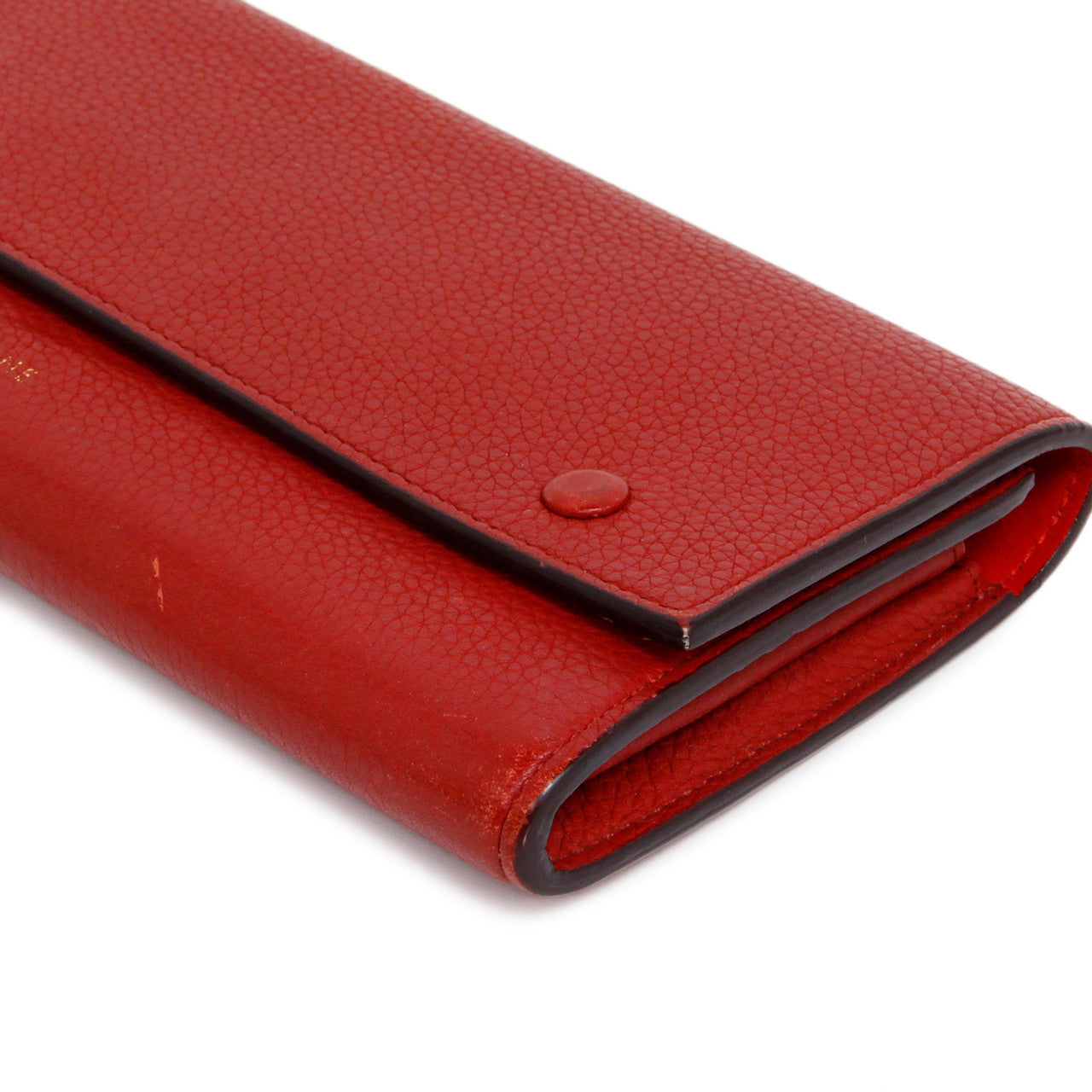 Exclusive Celine Red Drummed Calfskin Large Multifunction Flap Wallet — Detail View