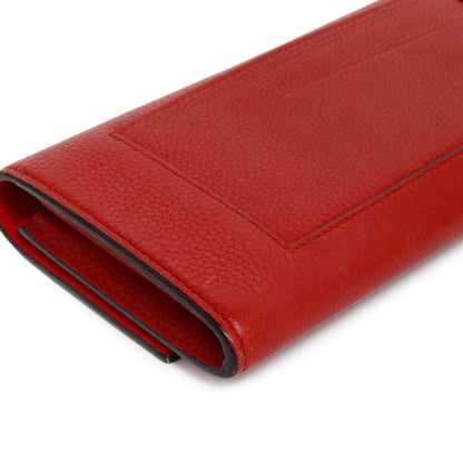 Exclusive Celine Red Drummed Calfskin Large Multifunction Flap Wallet — Lifestyle View