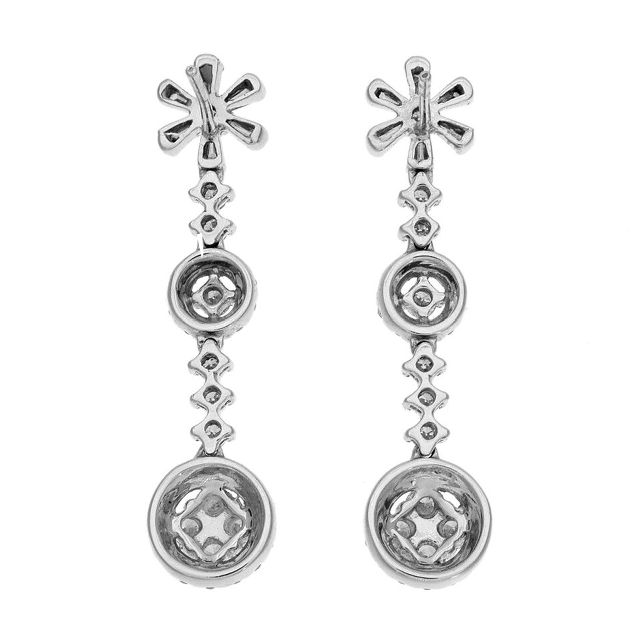 Exclusive 18K White Gold 1.12 Carat Diamond Blossom Ear Pendants — Side View