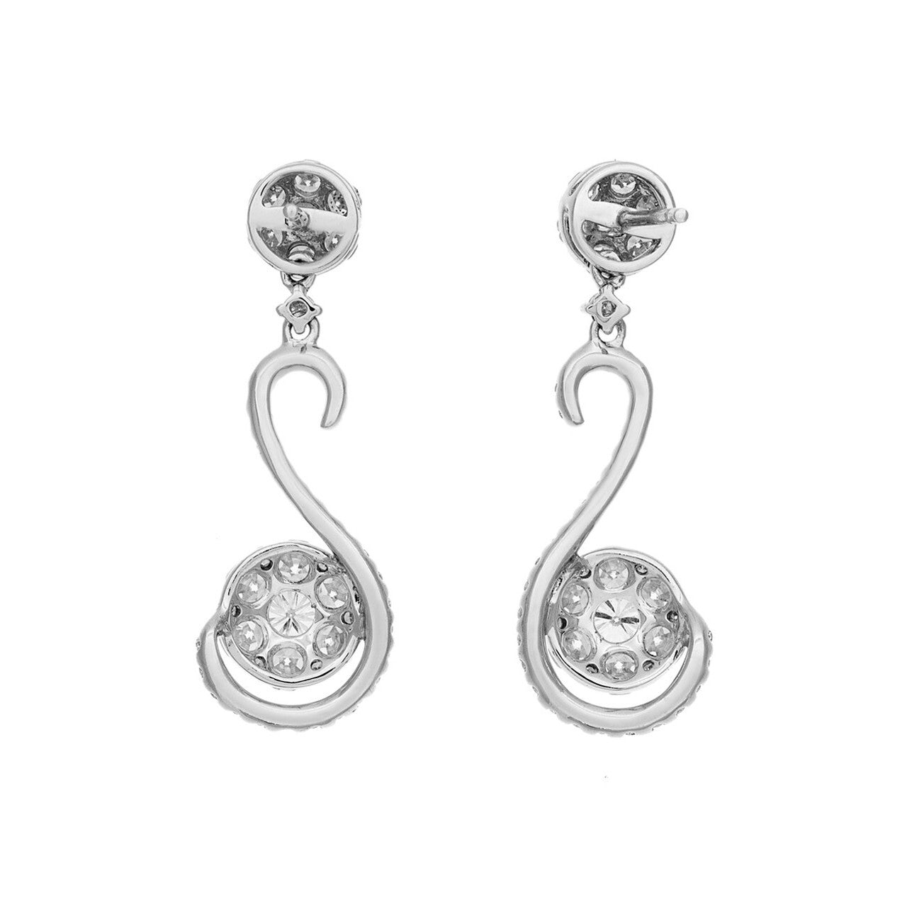 Exclusive 18K White Gold 2.38 Carat Diamond Drop Earrings — Side View