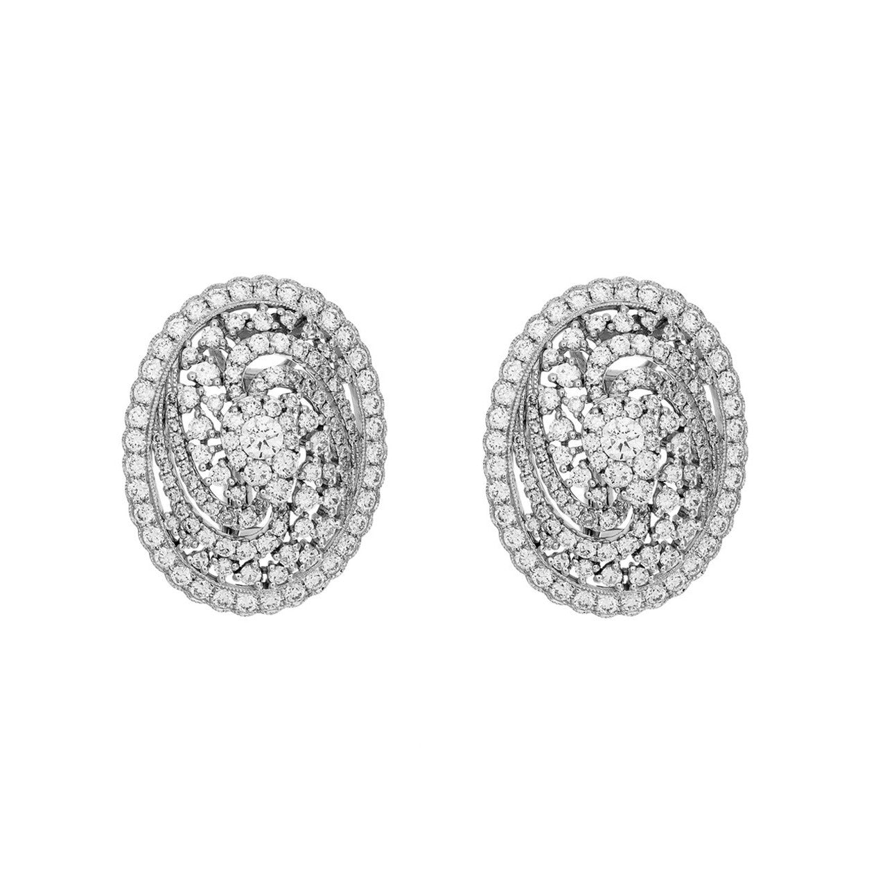 Exclusive 18K White Gold 3.08 Carat Diamond Earrings — Front View