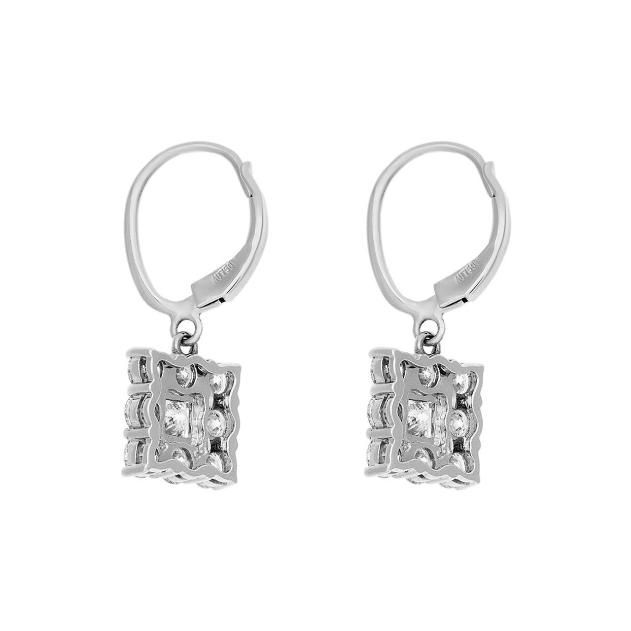 Exclusive 18K White Gold 2.20 Carat Diamond Drop Earrings — Side View