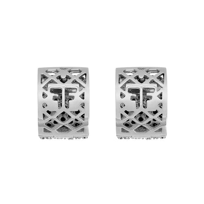 Exclusive 18K White Gold Black Diamond Hoop Earrings — Side View