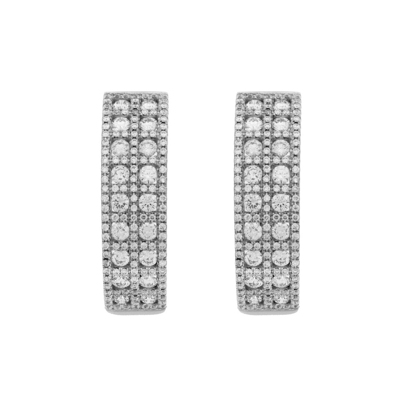 Exclusive 18K White Gold 1.54 Carat Diamond Hoop Earrings — Front View