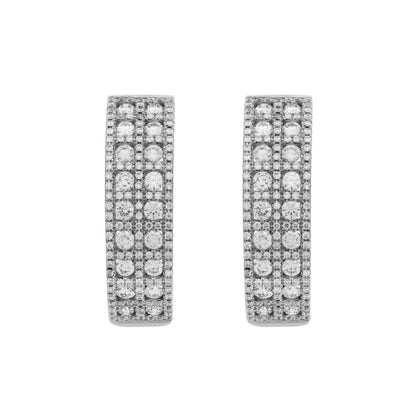 Exclusive 18K White Gold 1.54 Carat Diamond Hoop Earrings — Front View