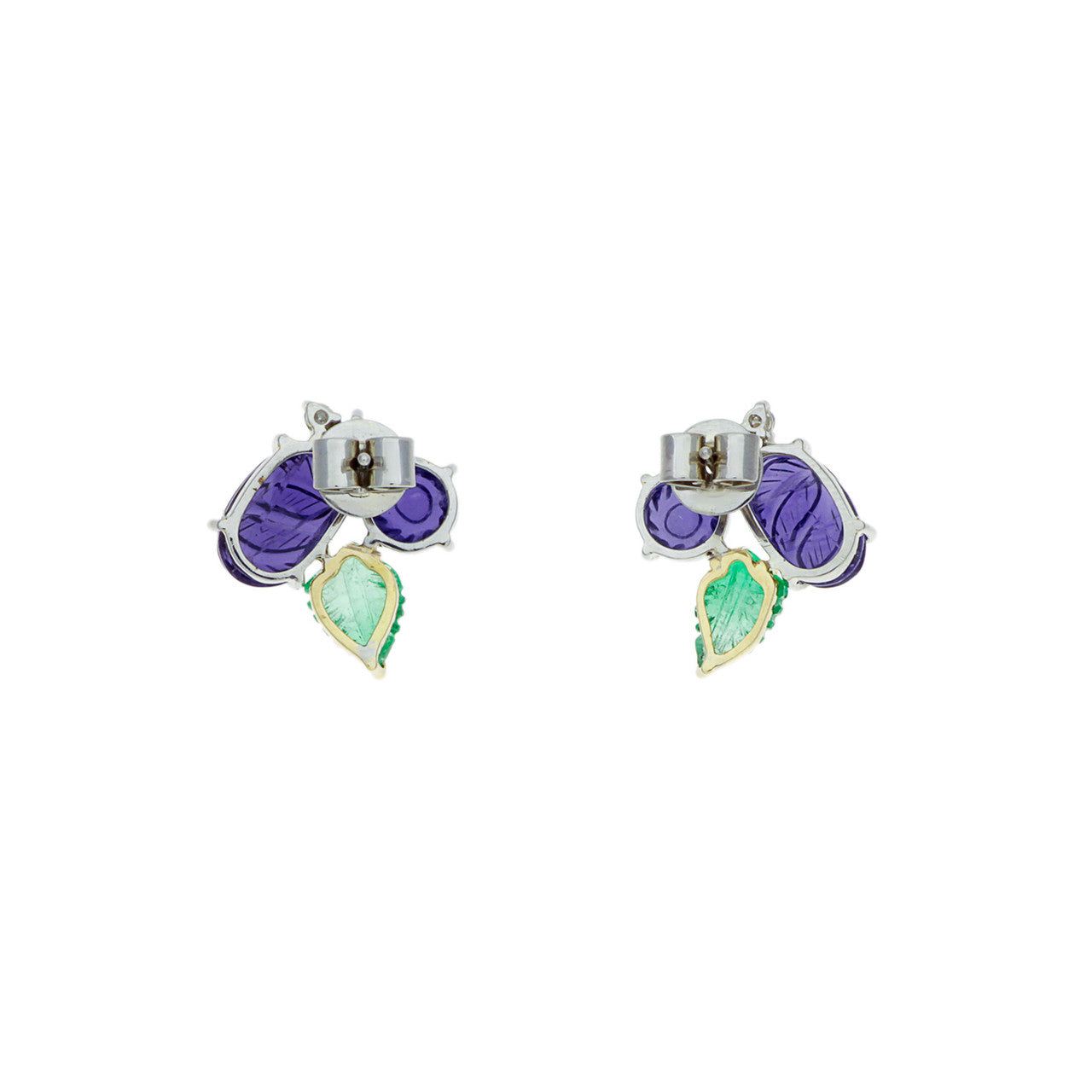 Exclusive 18K White Gold Emerald, Iolite & Diamond Earrings — Side View