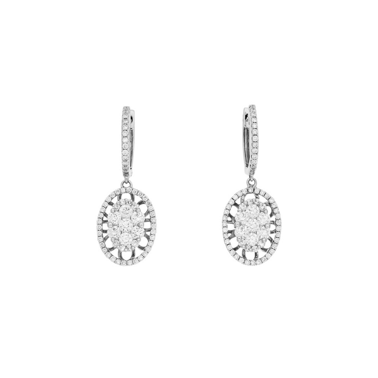 Exclusive 18K White Gold 1.22 Carat Diamond Drop Earrings — Front View