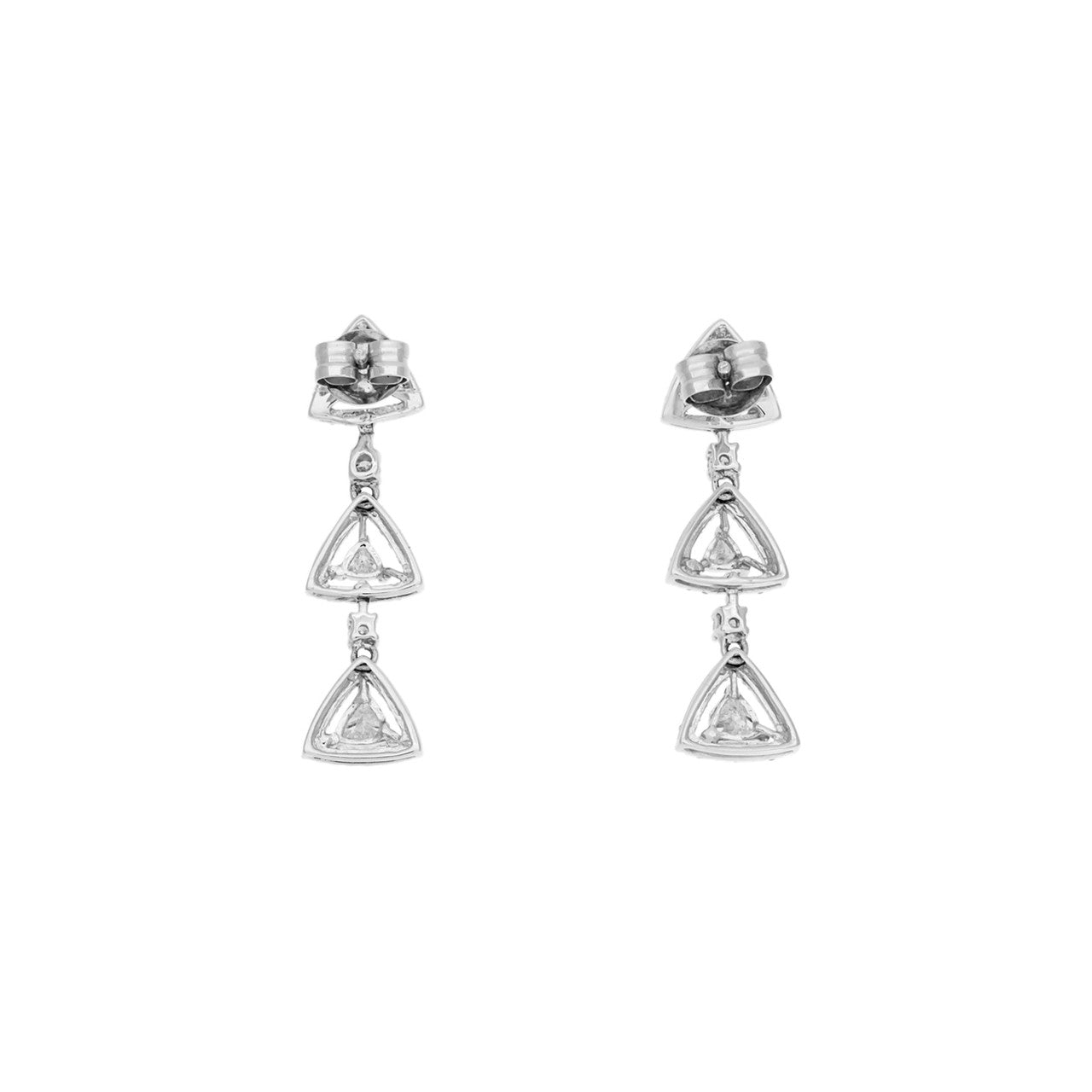 Exclusive 18K White Gold 1.28 Carat Diamond Drop Earrings — Side View