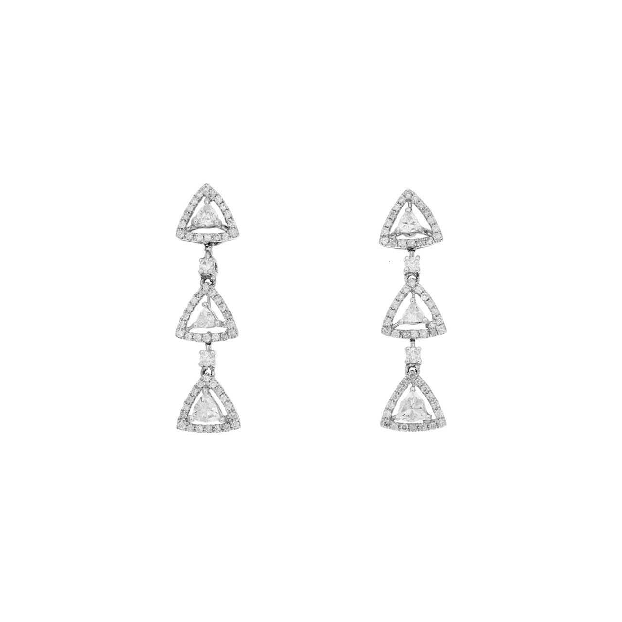 Exclusive 18K White Gold 1.28 Carat Diamond Drop Earrings — Front View