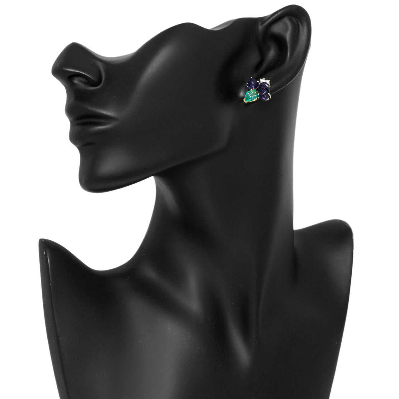 Exclusive 18K White Gold Emerald, Iolite & Diamond Earrings — Back View