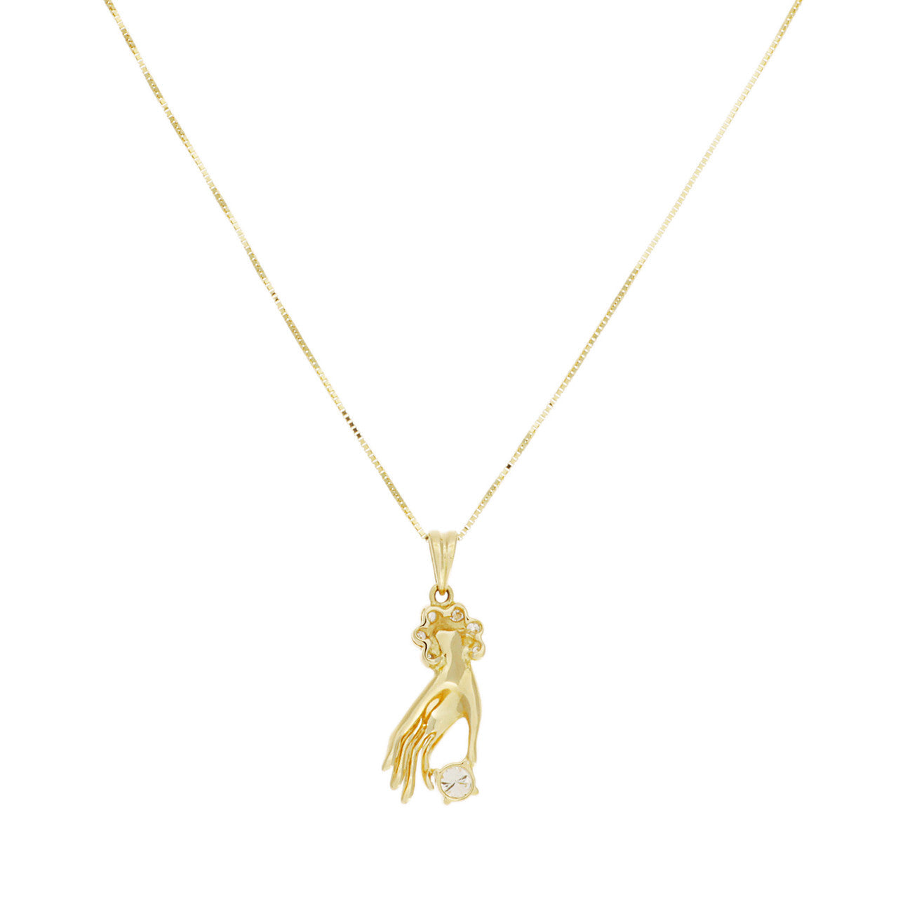 Exclusive 18K Yellow Gold 0.24 Carat Diamond Pendant Necklace — Side View