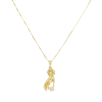 Exclusive 18K Yellow Gold 0.24 Carat Diamond Pendant Necklace — Side View