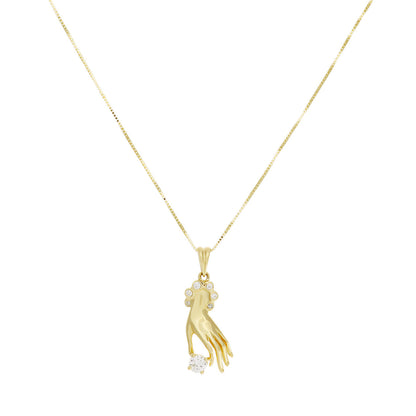 Exclusive 18K Yellow Gold 0.24 Carat Diamond Pendant Necklace — Front View
