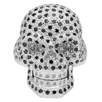 Exclusive 14K White Gold Black Diamond Skull Ring — 6 — Front View