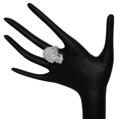 Exclusive 14K White Gold Black Diamond Skull Ring — 6 — Back View