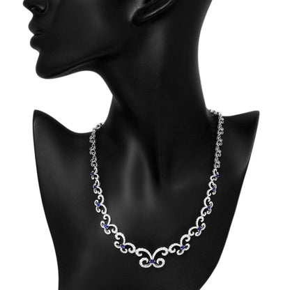 Exclusive 18K White gold 4.33 Carat Diamond & Sapphire Necklace — Back View