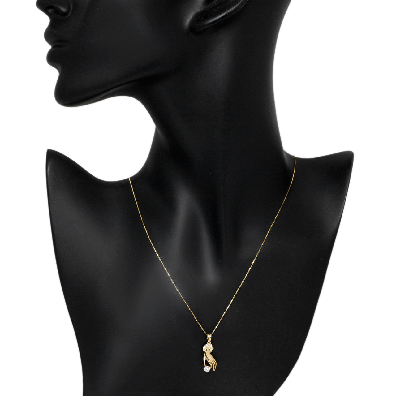 Exclusive 18K Yellow Gold 0.24 Carat Diamond Pendant Necklace — Back View
