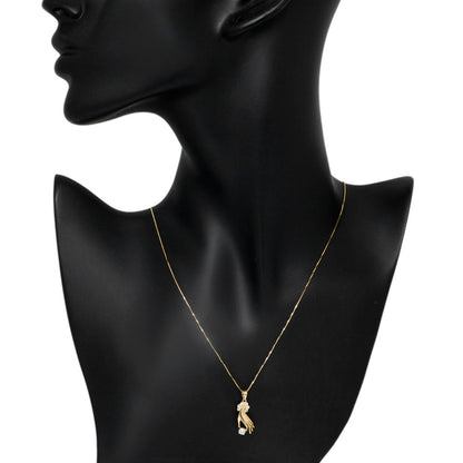 Exclusive 18K Yellow Gold 0.24 Carat Diamond Pendant Necklace — Back View