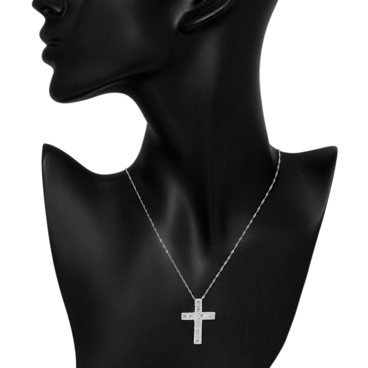 Exclusive 18K White Gold 0.85 Carat Diamond Cross Pendant — Back View