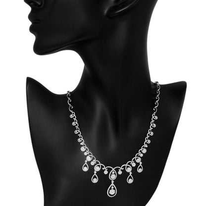 Exclusive 18K White Gold 6.31 Carat Diamond Lavaliere Necklace — Back View