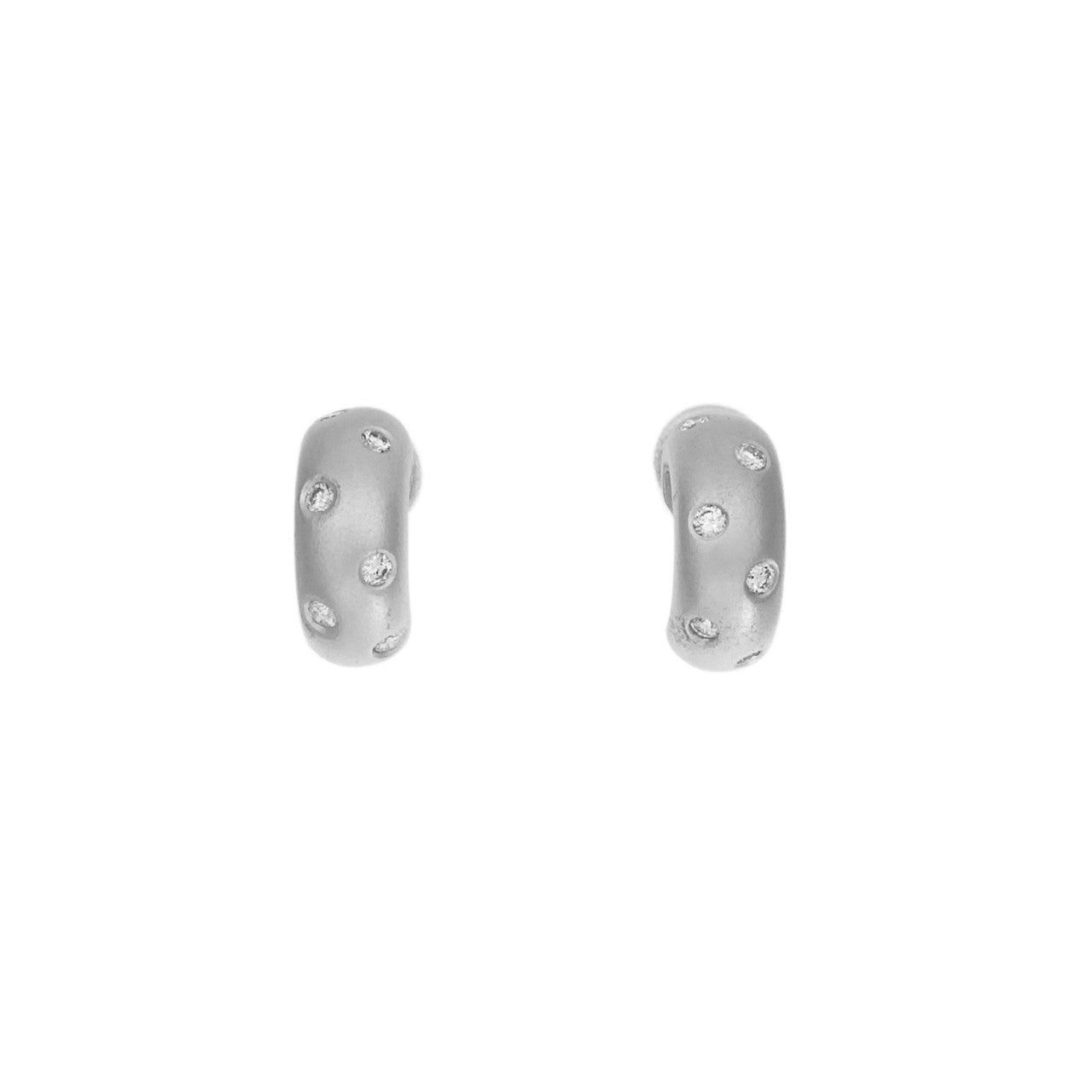 Exclusive 18K White Gold 0.16 Carat Diamond Hoop Earrings — Front View