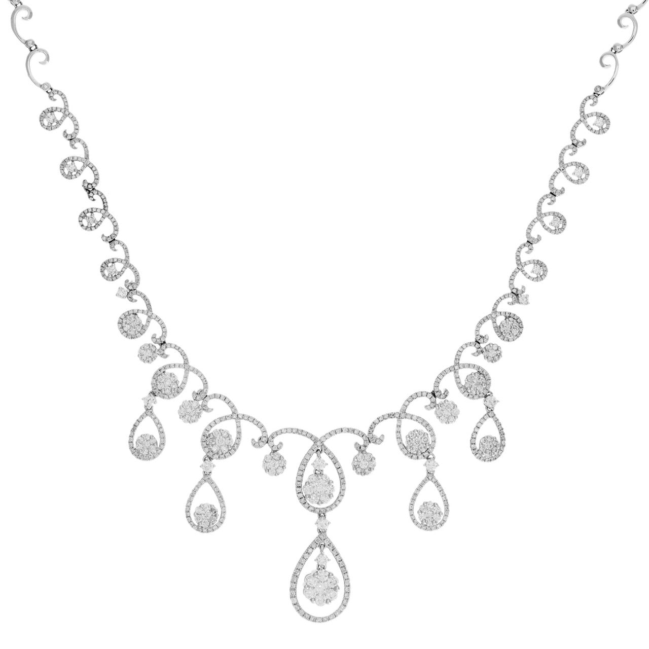 Exclusive 18K White Gold 6.31 Carat Diamond Lavaliere Necklace — Front View