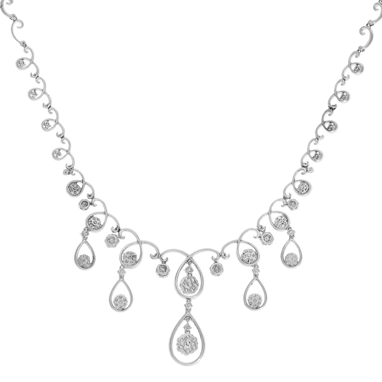 Exclusive 18K White Gold 6.31 Carat Diamond Lavaliere Necklace — Side View