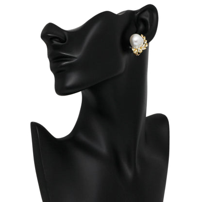 Exclusive 18K Yellow Gold South Sea Pearl 0.28 Carat Diamond Earrings — Back View