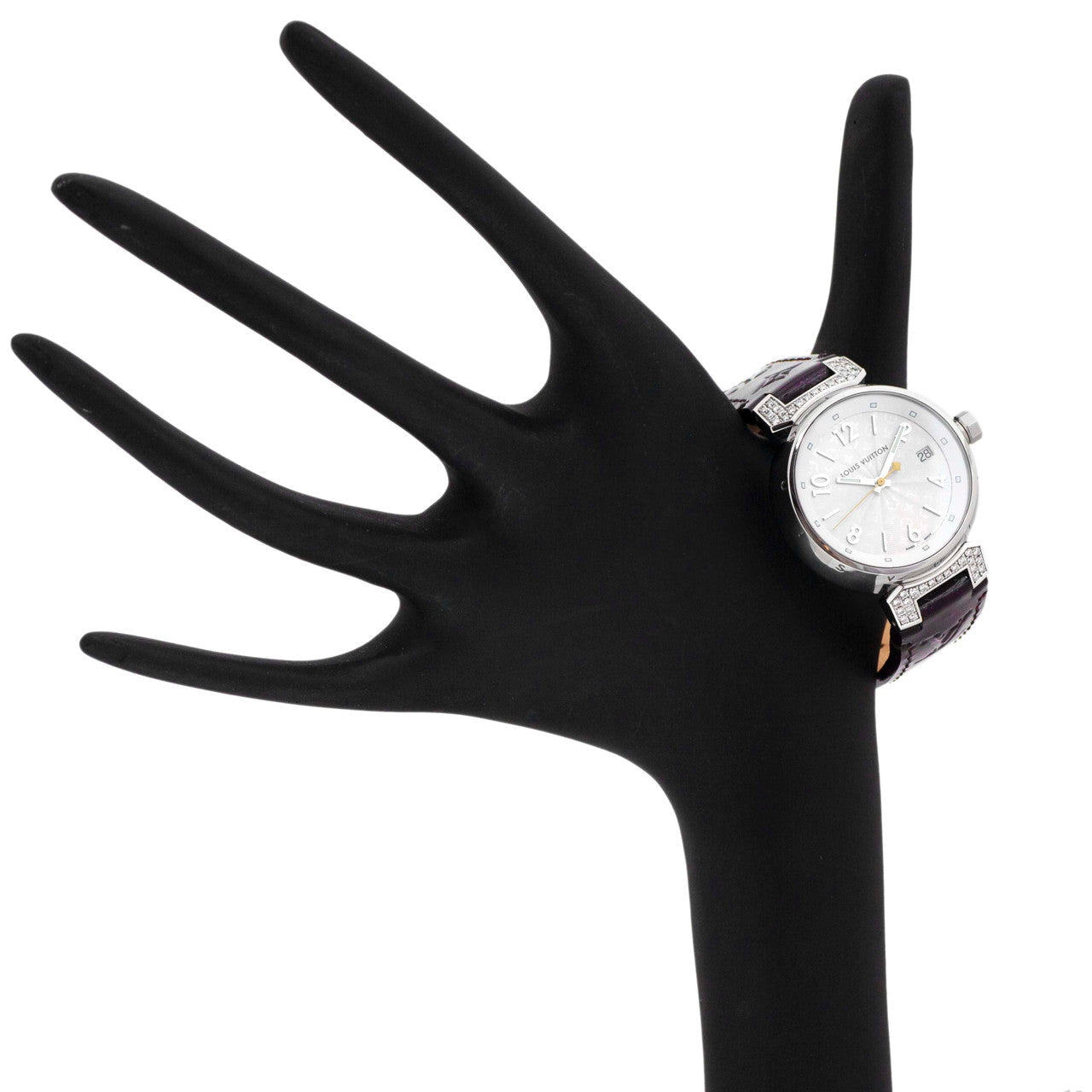 Exclusive Louis Vuitton Stainless Steel & Diamond Tambour 34mm Quartz Watch Q1310 — Side View