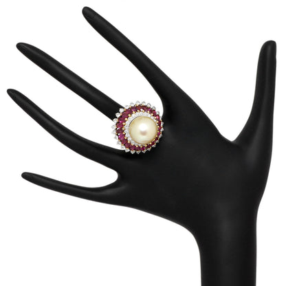 Exclusive 18K Yellow Gold South Sea Pearl, Ruby & Diamond Ring — 3.5 — Top View