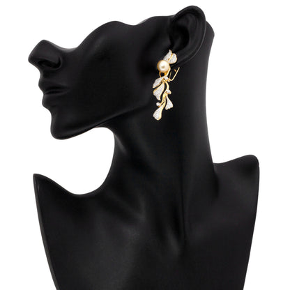 Exclusive 18K Gold Diamond South Sea Pearl Earrings — Top View