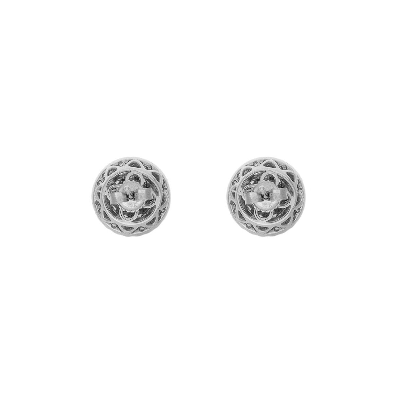 Exclusive 18K White Gold Diamond Halo Cluster Earrings — Side View