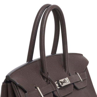 Exclusive Hermes Chocolate Togo Birkin 35 — Top View