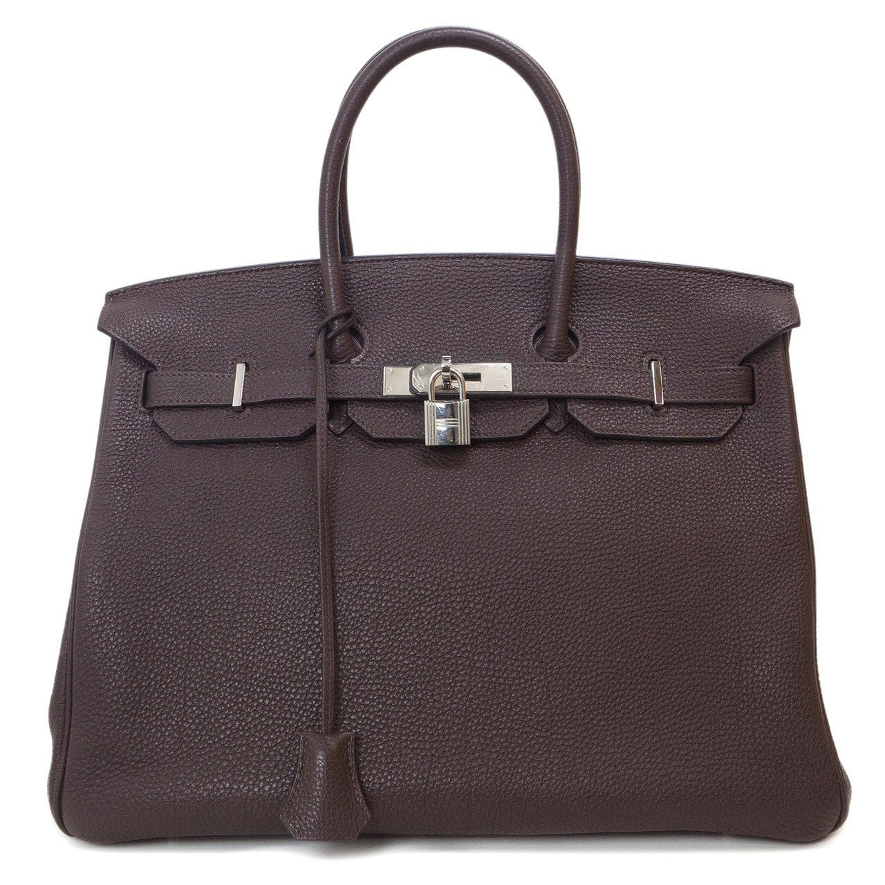 Exclusive Hermes Chocolate Togo Birkin 35 — Front View
