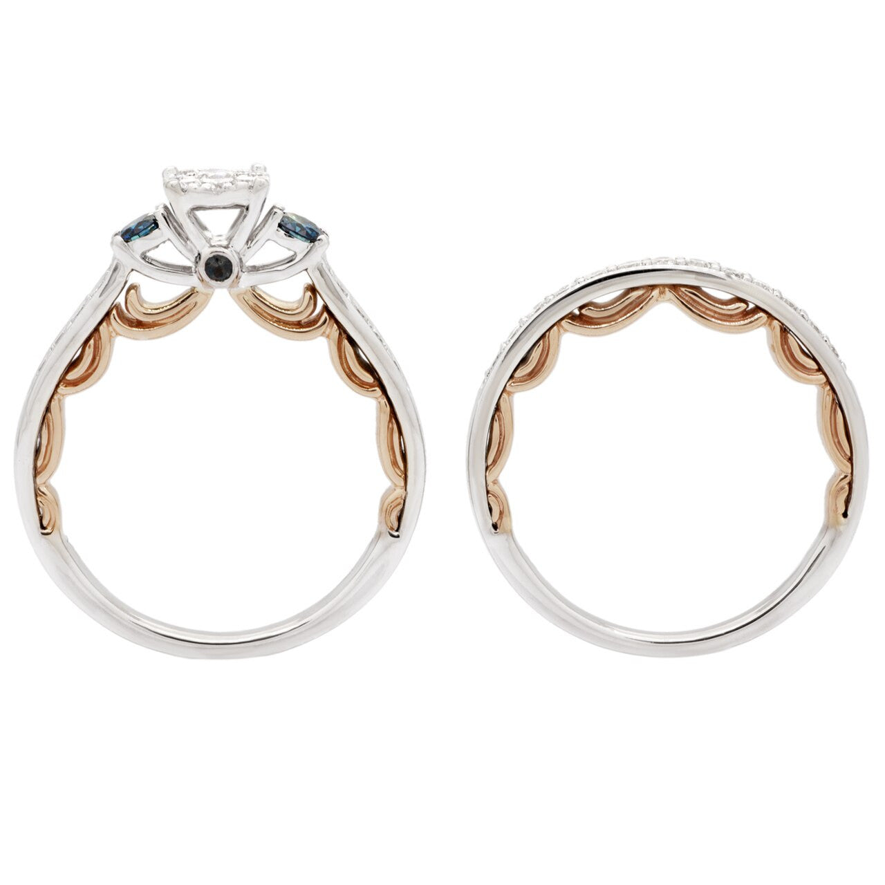 Exclusive Disney Enchanted 14K White & Rose Gold Cinderella  Diamond Bridal Set — Side View