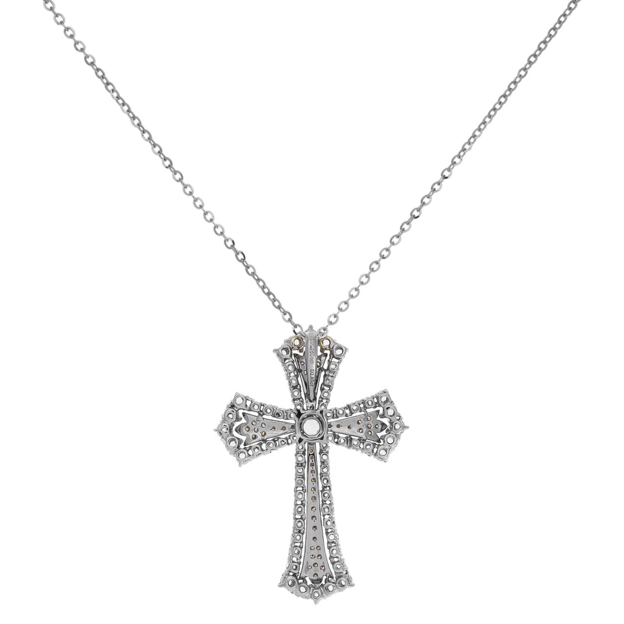 Exclusive 18K White Gold Rose Cut Diamond Cross Pendant — Side View