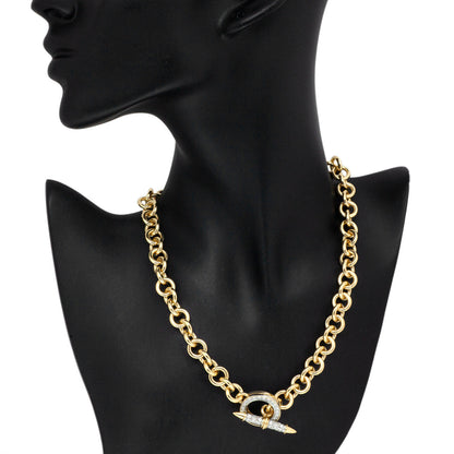 Exclusive 18K Yellow Gold Diamond Vintage Stittgen Toggle Necklace — Top View