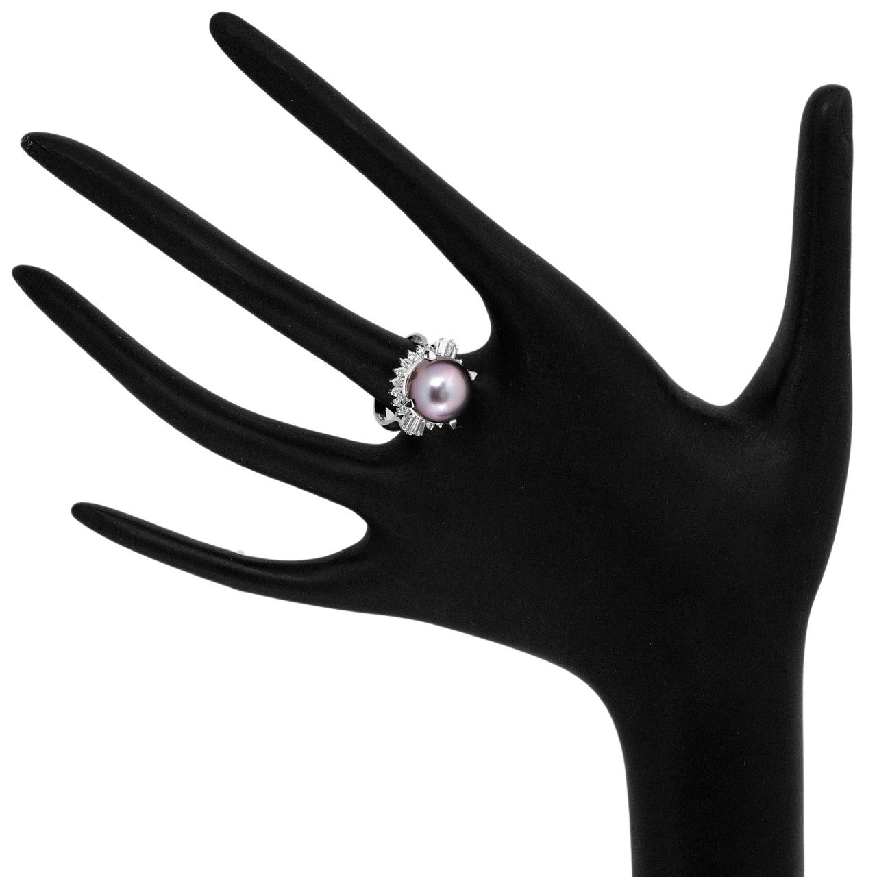 Exclusive Platinum South Sea Pearl & Diamond Ring — 4.25 — Top View
