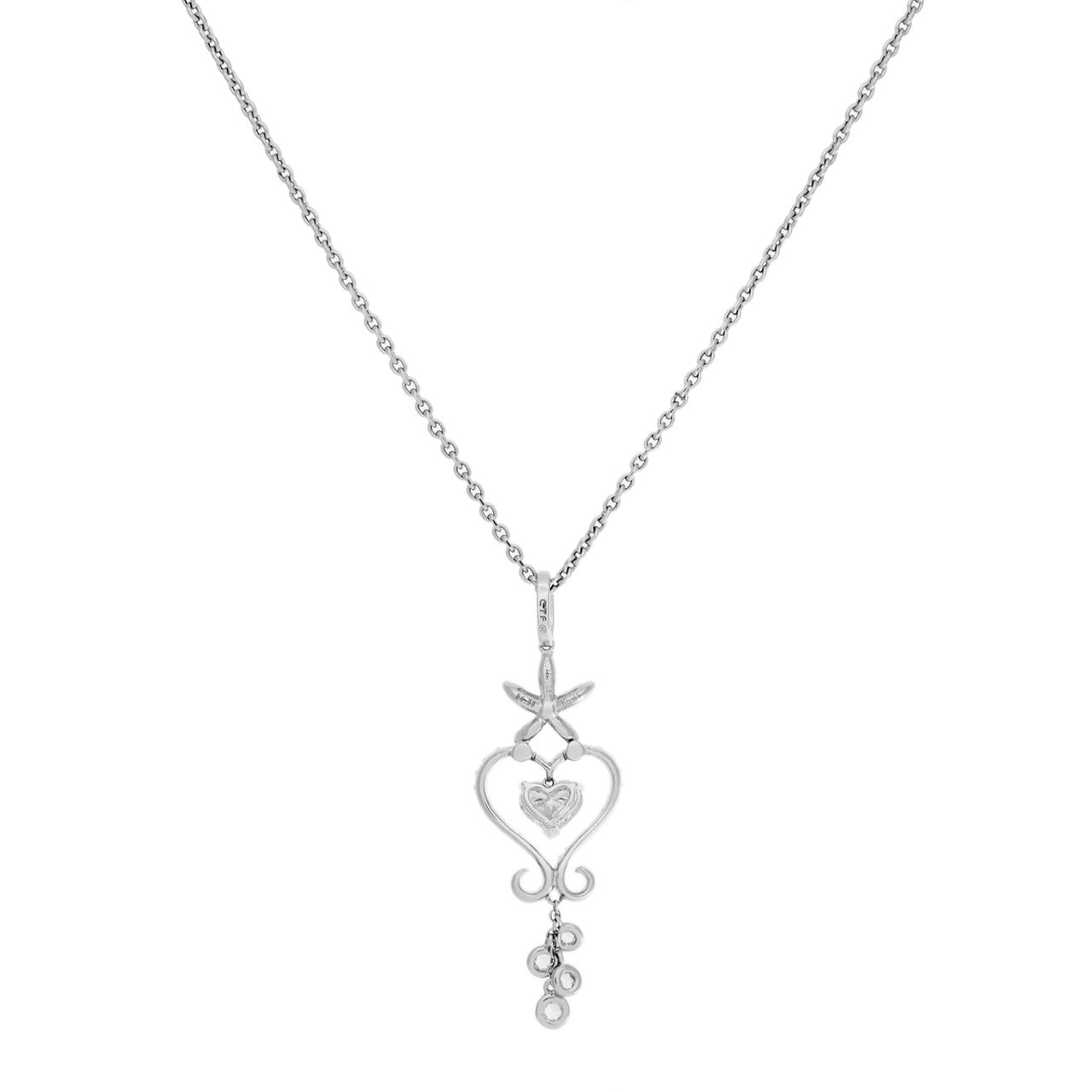 Exclusive 18K White Gold Heart Shaped Diamond Pendant Necklace — Side View