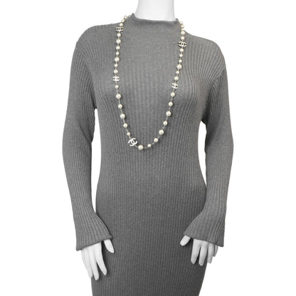 Exclusive Chanel Pearl Crystal CC Long Necklace — Top View