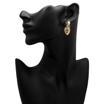 Exclusive 14K Yellow Gold Topaz Amethyst Earrings — Back View