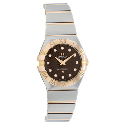 Exclusive Omega Stainless Steel 18K Rose Gold Constellation 123.20.27.60.63.001 — Front View