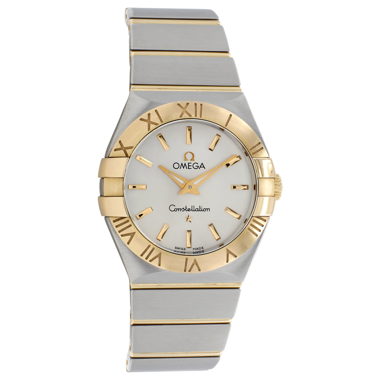 Exclusive Omega Stainless Steel 18K Yellow Gold Constellation 123.20.27.60.02.004 — Front View