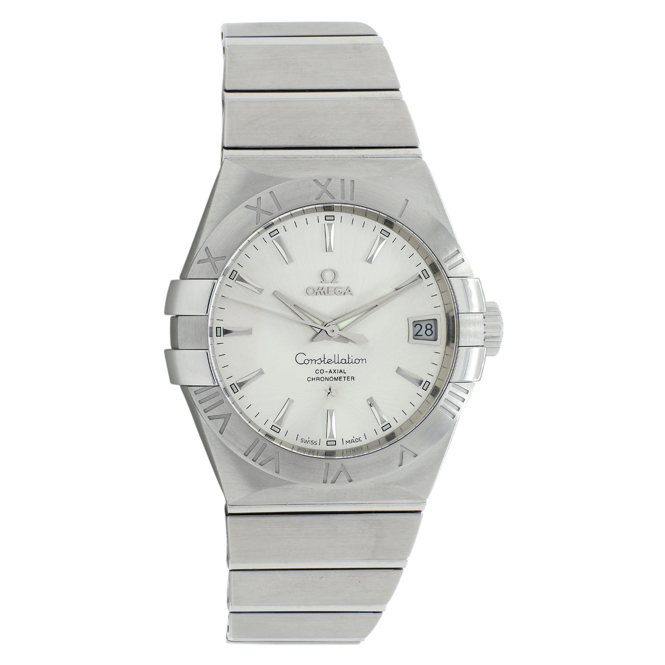 Exclusive Omega Stainless Steel Constellation Co-Axial 123.10.38.21.02.001 — Front View