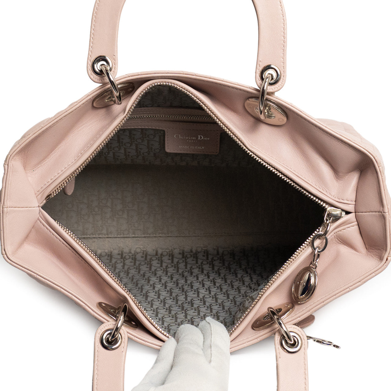 Exclusive Christian Dior Pink Lambskin Cannage Large Lady  Dior — Alternate View 10