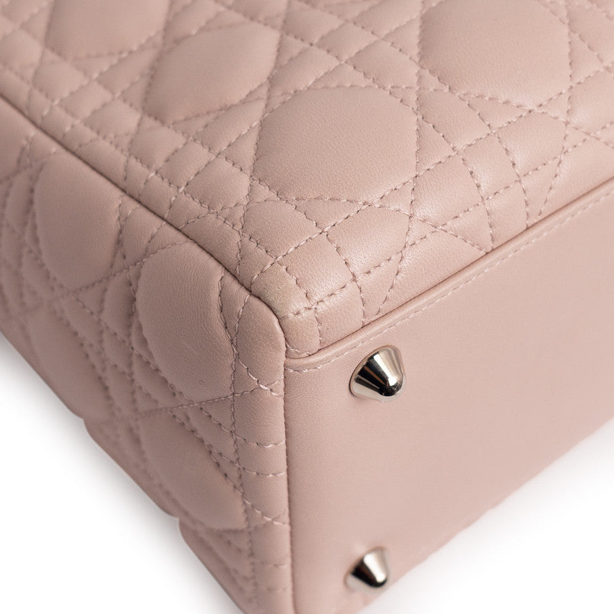 Exclusive Christian Dior Pink Lambskin Cannage Large Lady  Dior — Top View