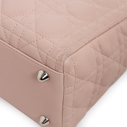 Exclusive Christian Dior Pink Lambskin Cannage Large Lady  Dior — Detail View