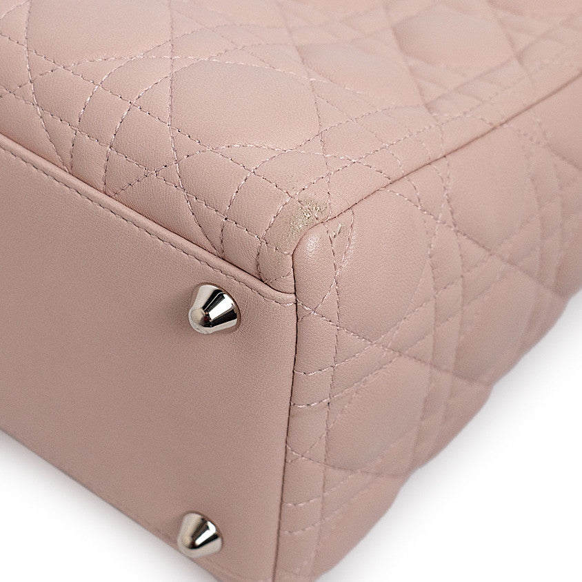 Exclusive Christian Dior Pink Lambskin Cannage Large Lady  Dior — Lifestyle View