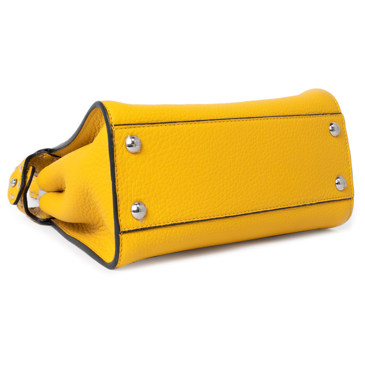 Exclusive Fendi Yellow Cuoio Romano Selleria Mini Peekaboo Iconic Satchel — Back View