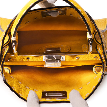 Exclusive Fendi Yellow Cuoio Romano Selleria Mini Peekaboo Iconic Satchel — Top View